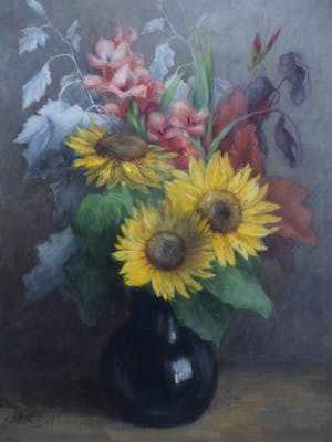 Jacoba Ottolina Adriana Roos Vlasman-Lingeman - Olieverf op papier, Bloemen in een vaas. kopen? Bied vanaf 35!