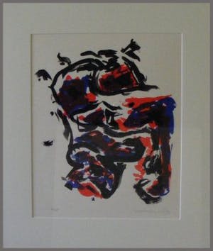 Theo Wolvecamp - Zeefdruk, Compositie Blauw-Rood-Zwart kopen? Bied vanaf 260!