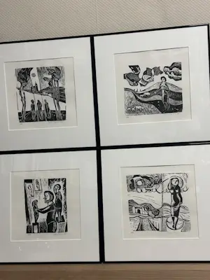 Gene Eggen - 4 houtsnedes uit 1974 kopen? Bied vanaf 99!