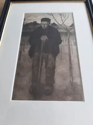 Jan Mankes - Heliogravure, titel, Douwe met spa kopen? Bied vanaf 120!