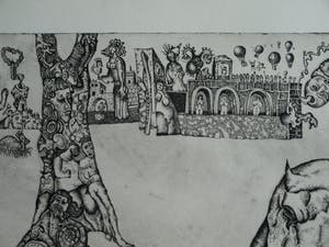 Ab Steenvoorden - Ets , Het Nijlpaard – Surrealistische voorstelling, 1972 - 19½ x 33½ cm kopen? Bied vanaf 35!