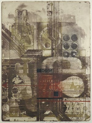 Anne Huitema - Ets, Elementen uit de elektriciteitsvoorziening - Ingelijst kopen? Bied vanaf 50!