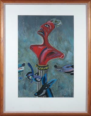 Jaap Nederlof - Acryl en gouache op papier, Buste - Ingelijst kopen? Bied vanaf 50!