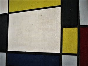 Pjotr van Oorschot - Geometrische Hout en Acrylverf Collage "Hommage a de Stijl" gesigneerd kopen? Bied vanaf 40!