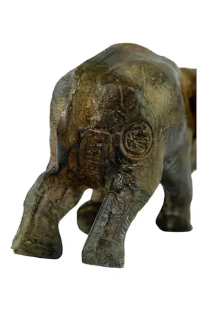 Pierre Chenet - Snuffelende Olifant - massief brons kopen? Bied vanaf 95!
