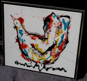 Anton Heyboer - Acryl op doek: kip kopen? Bied vanaf 399!