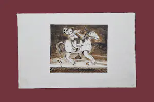 Herman Berserik - In 1976 in beperkte oplage (40) gemaakte Ets en Aquatint "Hobbelpaard" gesigrd kopen? Bied vanaf 42!