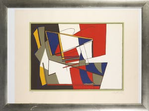Richard Mortensen - Zeefdruk, Abstract geometrische compositie - Ingelijst kopen? Bied vanaf 100!