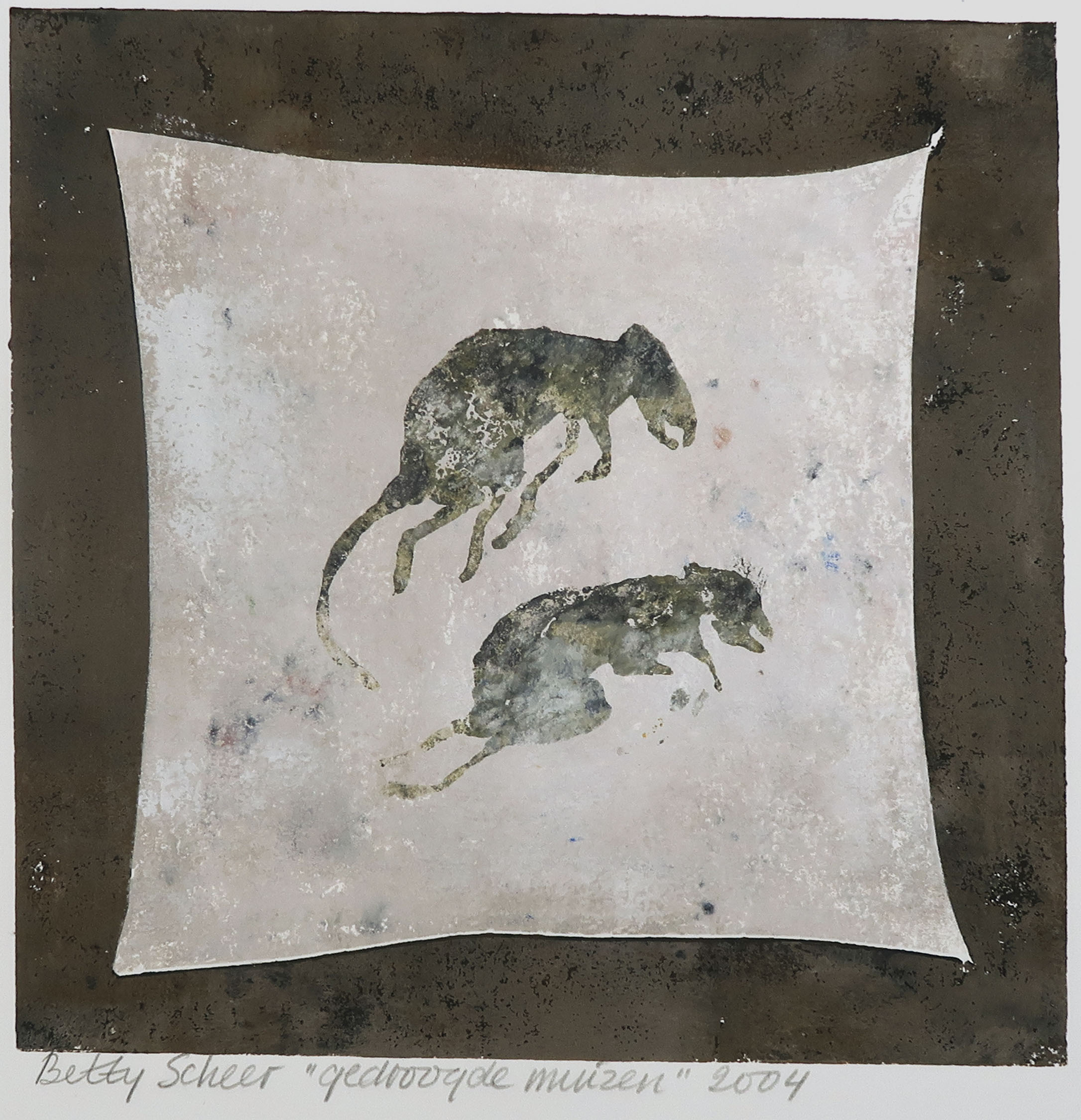 Betty Scheer - Linosnede, Gedroogde muizen kopen? Bied vanaf 1!