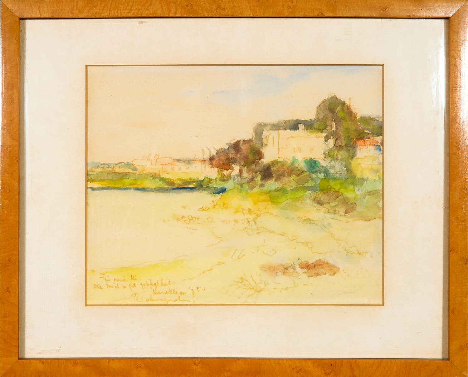 Theo Swagemakers - Aquarel, Landschap - Ingelijst verkocht voor € 50!