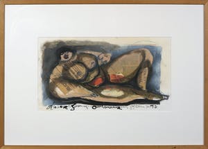 Guy Olivier - Gemengde techniek op krantenpapier, Gerda - Ingelijst kopen? Bied vanaf 150!