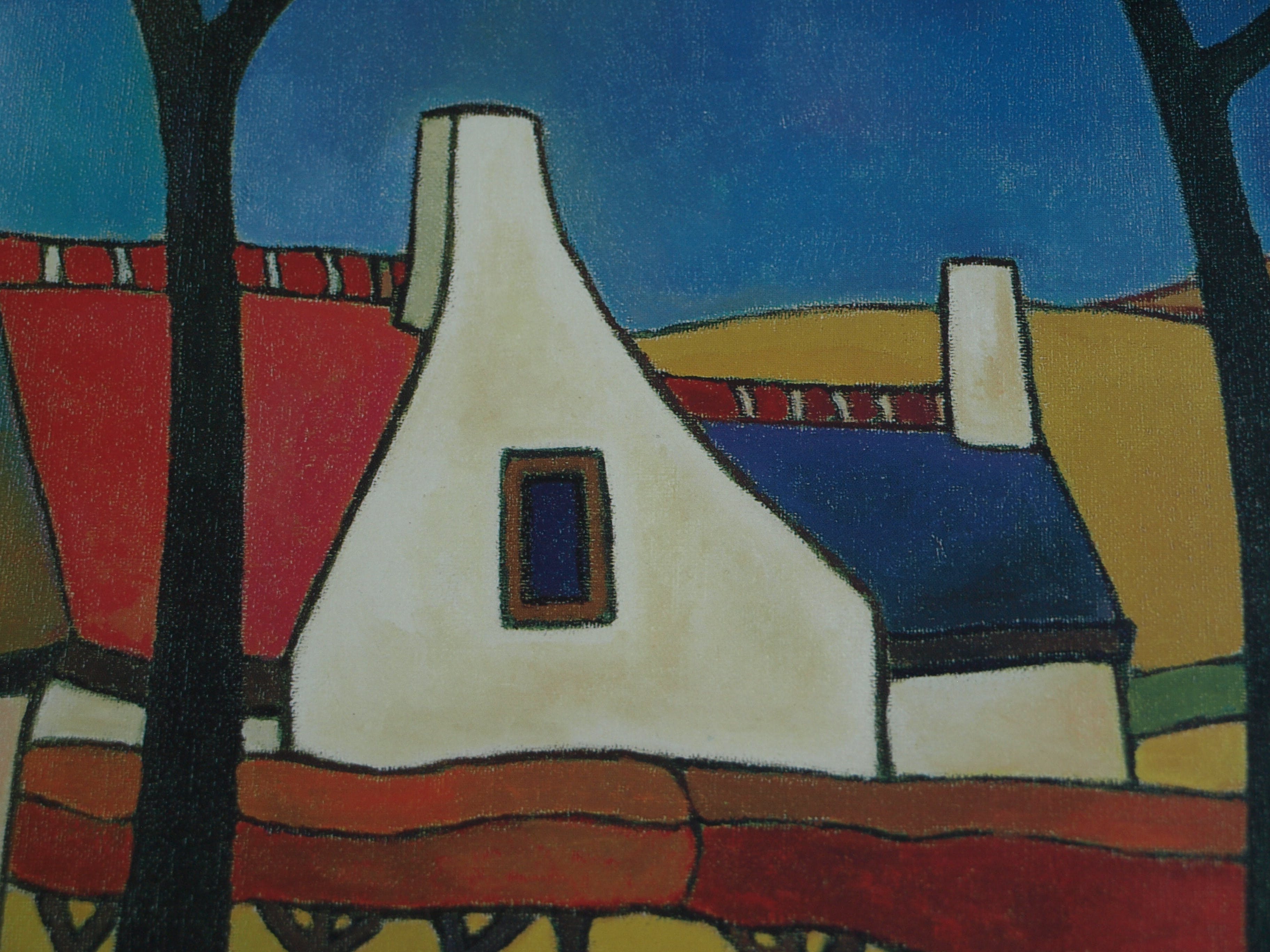 Toon Tieland - Handgesigneerde prent , “Rode bomen” - ingelijst – ca 1990 kopen? Bied vanaf 1!