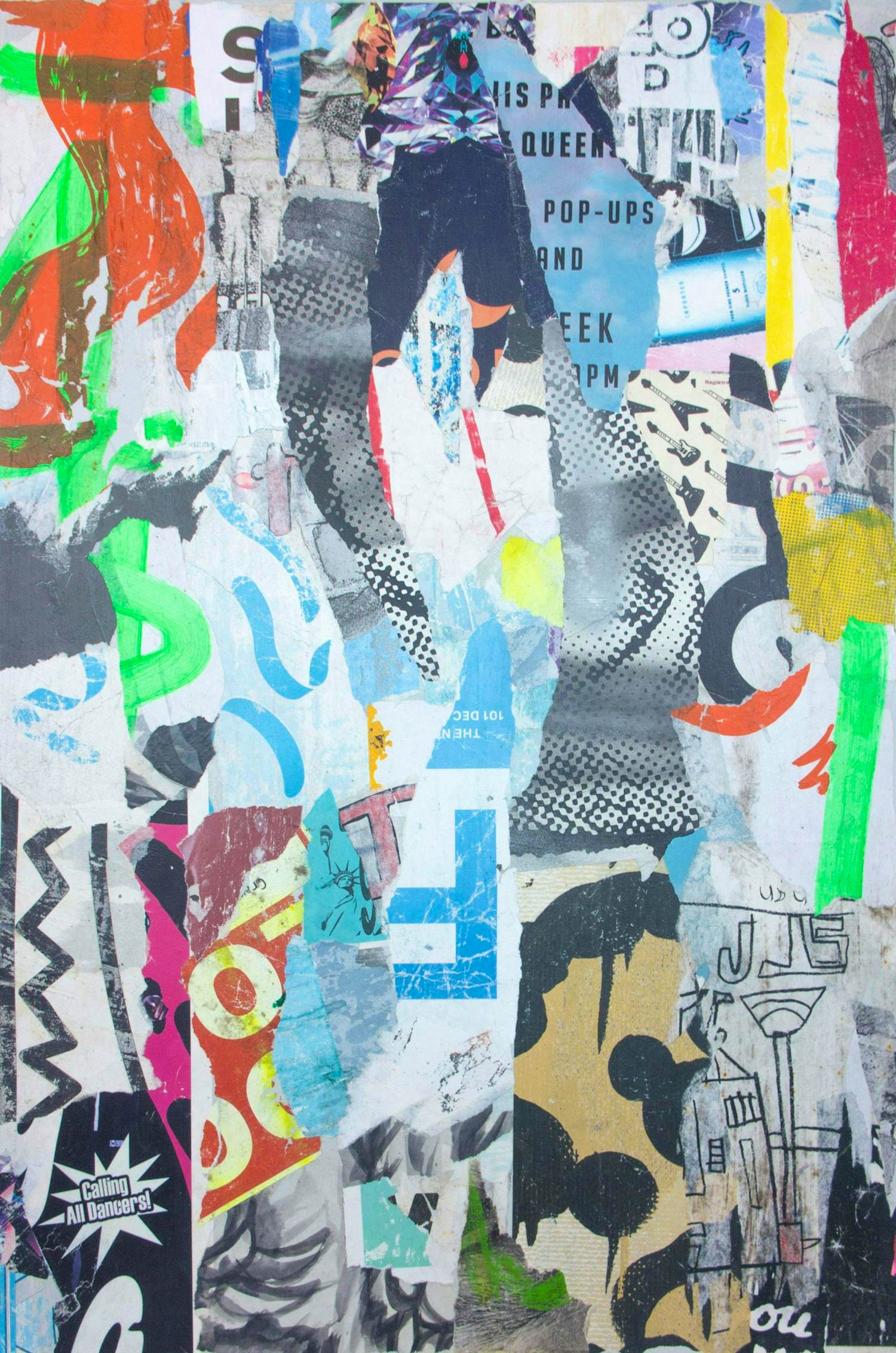 Charlie Green - Collage op doek, Calling All Dancers 101 verkocht voor € 60!