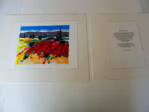 Willem Brauck - Zeefdruk, Landschap met gedicht van Michel Martins. verkocht voor € 35!