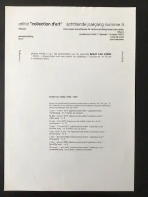 Bram van Velde - Gal. Collection d'Art - Amsterdam - 1971 t/m 2004 - Zeer goed - 12 Items kopen? Bied vanaf 60!
