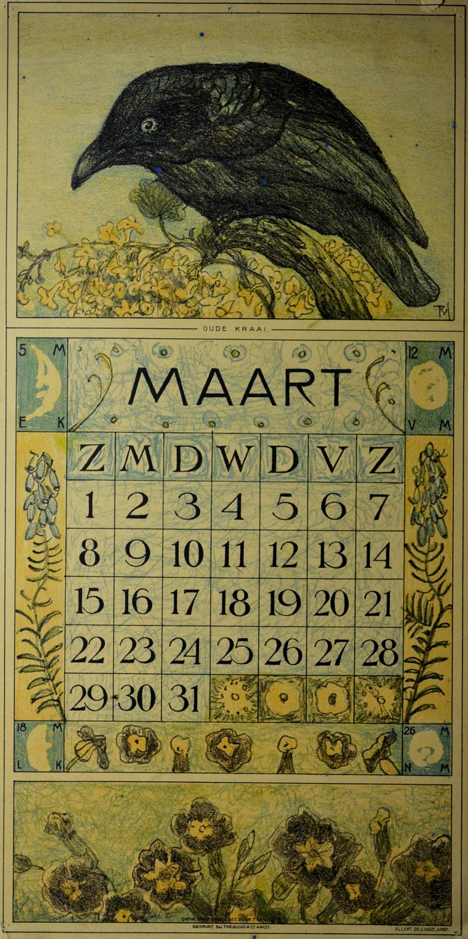 Theo van Hoytema - litho, kalenderplaat, oude kraai verkocht voor € 15!