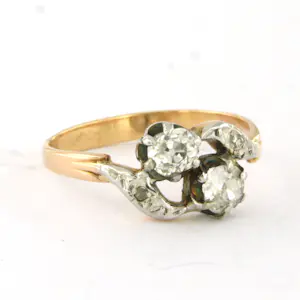 ART NOUVEAU 18k gouden ring met old mine cut en roos geslepen diamanten kaufen? Bieten Sie von 635!