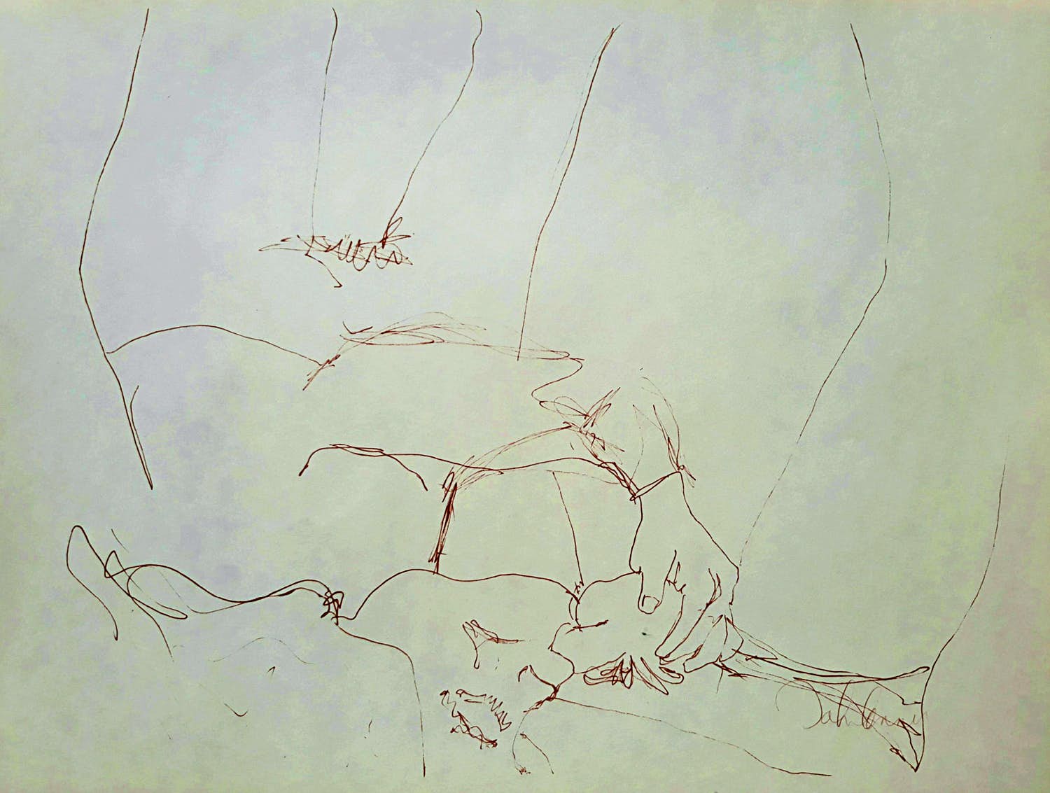 John Lennon - Yoko having a full English breakfast, lithografische prent verkocht voor € 50!