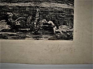 Anton L. Koster - Mooie 1e staat droge naald Ets "Eendjes voeren" potlood gesigneerd kopen? Bied vanaf 10!