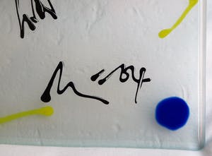 Niet of onleesbaar gesigneerd - 3 op Glas geschilderde werken, Fietsen, Koeien en Varkens - gesigneerd kopen? Bied vanaf 1!