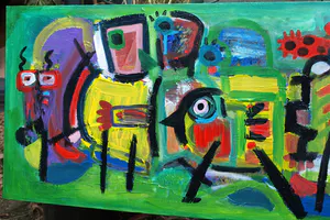 Jasper Banen - Acrylverf op doek , Optocht – 2005 – Groot , 50 x 150 cm kopen? Bied vanaf 325!