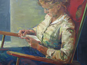 Niet of onleesbaar gesigneerd - Olieverf op doek , Leesvrouw , Lezende vrouw kopen? Bied vanaf 1!