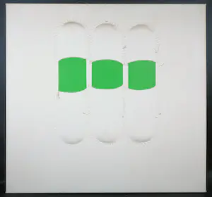 Paul Bakker - Gemengde techniek op doek, Groene vorm (Groot) kopen? Bied vanaf 1!