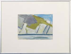 Paul Overhaus - Gouache op papier, Zeegezicht verkocht voor € 35!