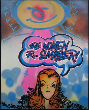 QUIK (Lin Felton) - Spuitbus en acryl op doek, Cult of Per$onality: The Women R Smarter (Groot) kopen? Bied vanaf 1!