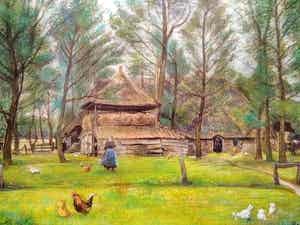 Henriette de Vries - Boerenerf met figuren en vee te Beerze verkocht voor € 195!