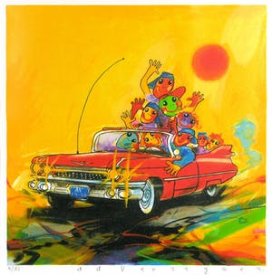 Ad Verstijnen - Kleurenzeefdruk CADILLAC-CABRIO Handgesigneerd--GROOT!! kopen? Bied vanaf 110!
