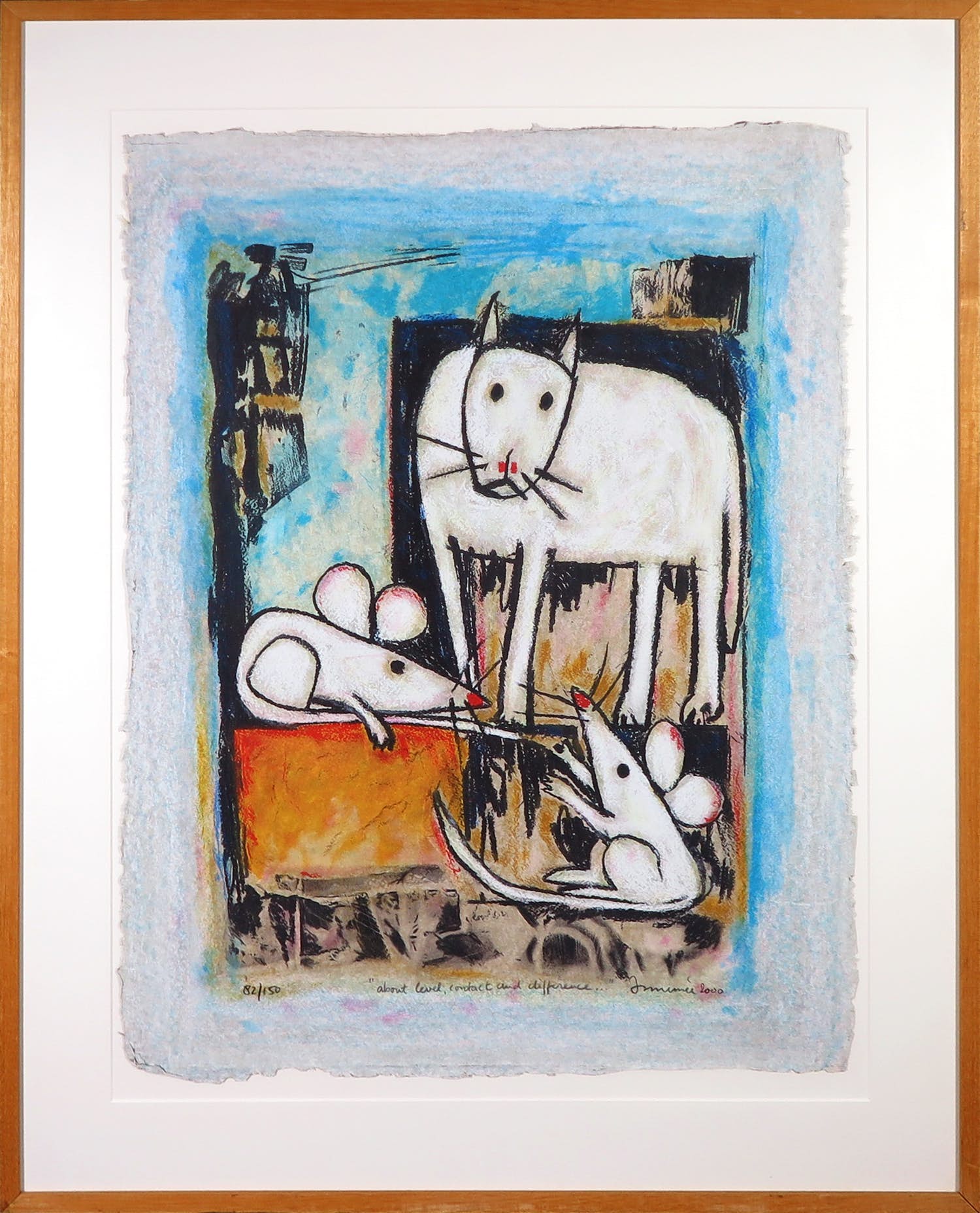 Hans Innemee - Zeefdruk, About level, contact and difference - Ingelijst verkocht voor € 100!