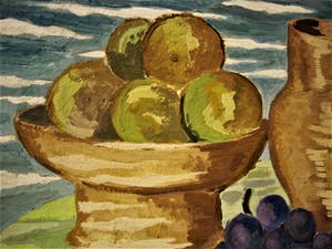 Geni Peter - Mooie in 1946 geschilderde Gouache - stilleven "appels en druiven" - gesigneerd kopen? Bied vanaf 59!