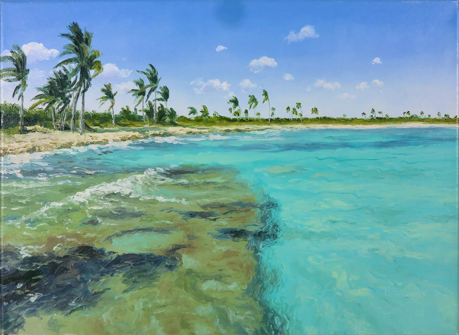 Erika Toliusis - Acryl op doek, Windy day in Paamul kopen? Bied vanaf 400!