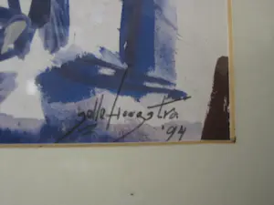 Jelle Hoogstra - Mooie expressionistische 1994 Gouache "stadsgezicht" profess. ingelijst kopen? Bied vanaf 73!