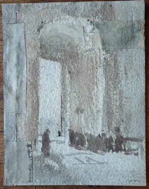 Ko Cossaar - studie voor een kerkinterieur kopen? Bied vanaf 20!