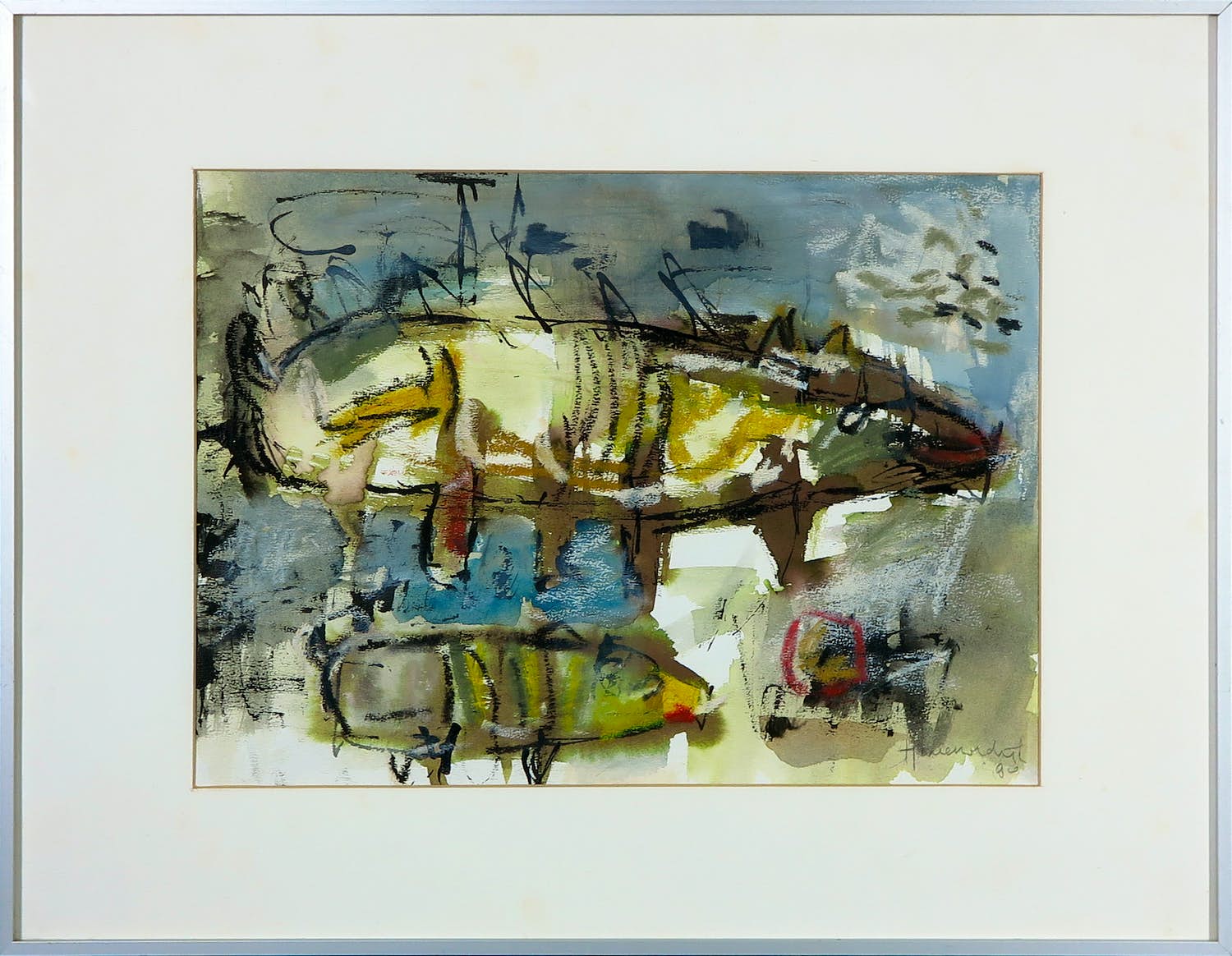 Helen Nieuwendijk - Gemengde techniek op papier, Zonder titel - Ingelijst verkocht voor € 50!