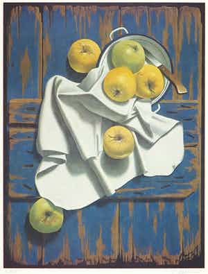 Rob Mohlmann - Zeefdruk, Stilleven met appels verkocht voor € 35!