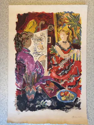 Emilio Grau-Sala - Lithographie "Peintre et son modèle" kopen? Bied vanaf 95!