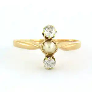 14k gouden ring bezet met parel en oud Amsterdams geslepen diamant tot. 0,30ct kaufen? Bieten Sie von 410!