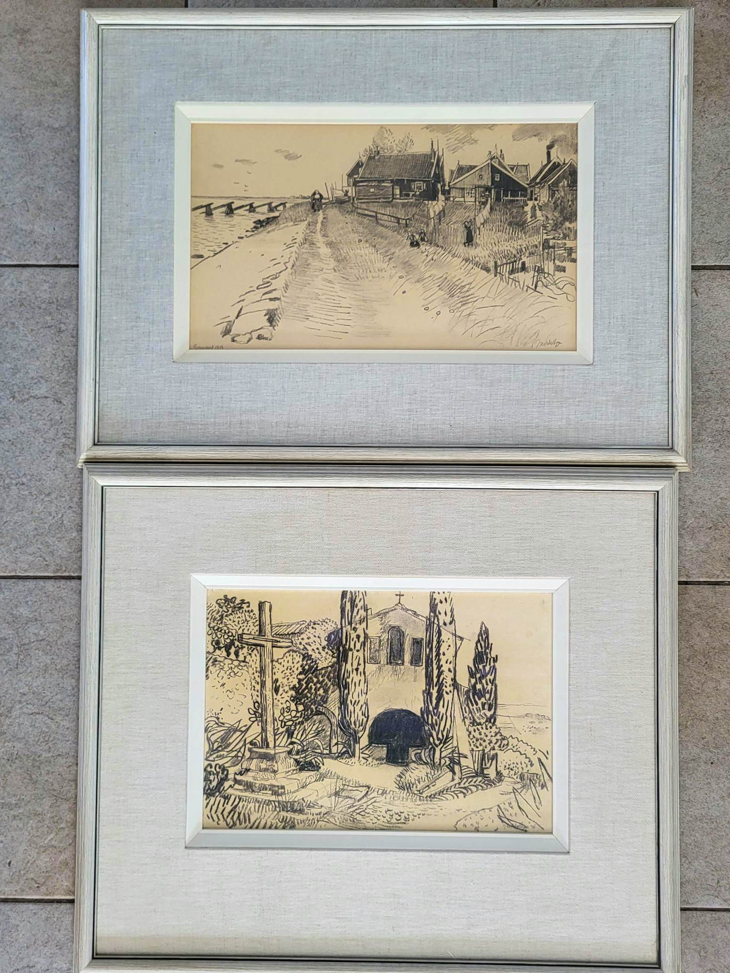 Ans Luttge-Deetman - 2 stuks, fraai ingelijst. verkocht voor € 75!