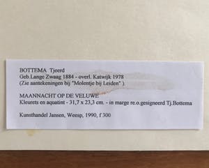 Tjeerd Bottema - Ets/aquatint - Maannacht op de Veluwe - Gesigneerd kopen? Bied vanaf 115!