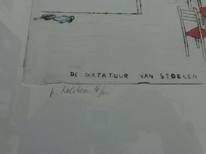 Pieter Holstein - STOELEN / ZW-W ETS + AQUAREL / 52x68cm / KADER / SIG kopen? Bied vanaf 145!
