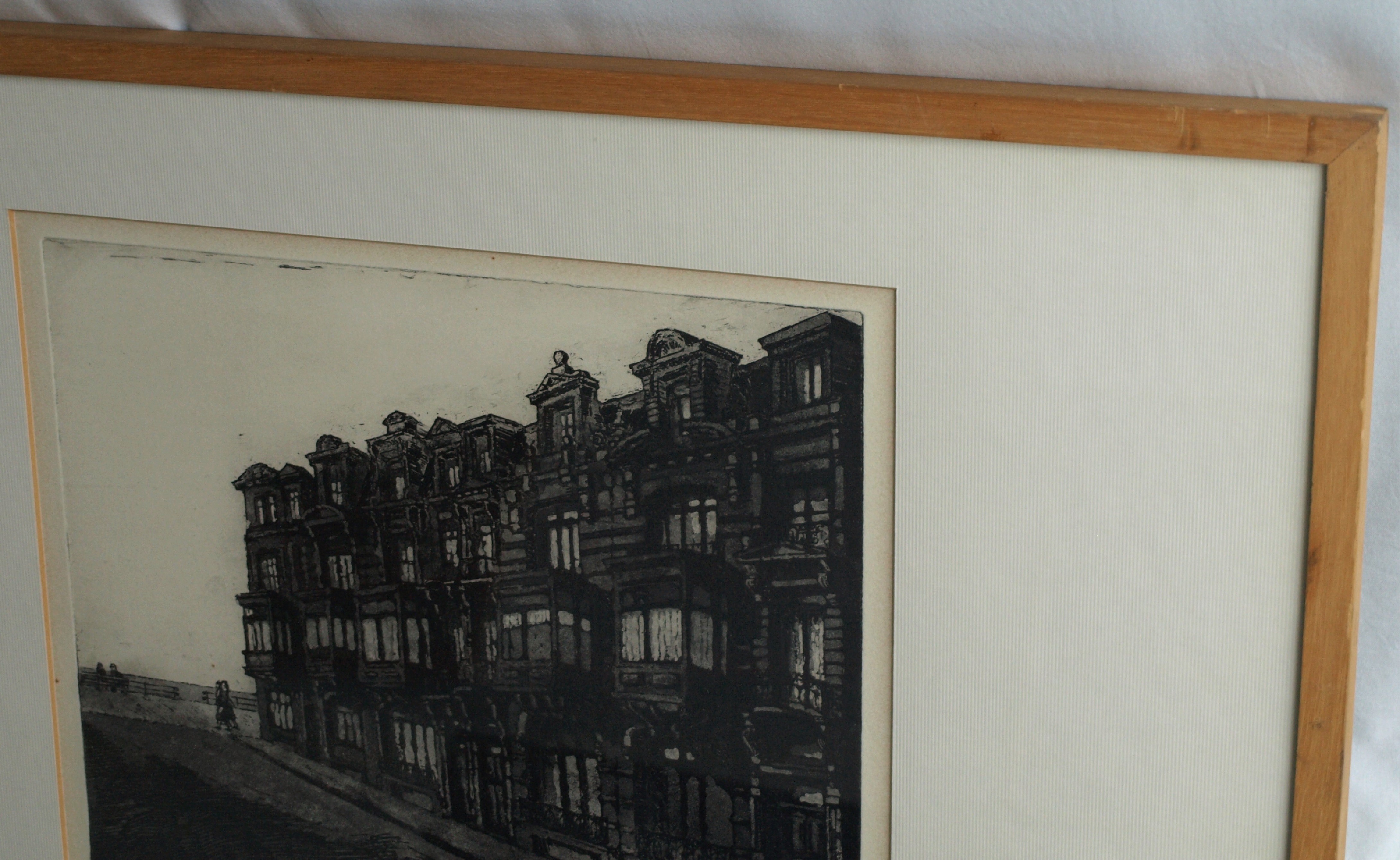 Frans Kohler - Ets , Straatje naar zee in Oostende – gesigneerd & ingelijst – ca 1970 kopen? Bied vanaf 25!