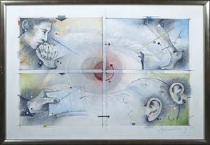 Niet of onleesbaar gesigneerd - Acryl op doek, Zonder titel - Ingelijst kopen? Bied vanaf 1!