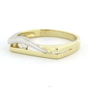 14k bicolour gouden ring bezet met briljant geslepen diamant 0.03ct kopen? Bied vanaf 140!