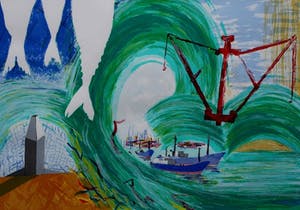 Paul Wiegerinck - ingelijste zeefdruk: haven - 1989 kopen? Bied vanaf 49!