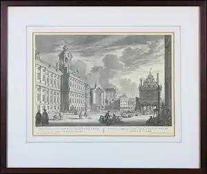 Pieter Fouquet - Gezicht van het Stadhuis, de Nieuwe Kerk en de Waag op den Dam- Ingelijst vendu pour 10€ !