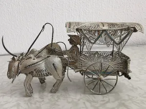 Zilver - 925 - Filigrain Paardenkoets & Ossenwagen - Java Indonesië - midden 20e eeuw kopen? Bied vanaf 95!