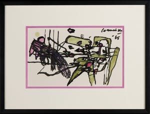 Corneille - Aquarel en Chinese inkt op papier, Abstracte compositie - Ingelijst kopen? Bied vanaf 900!